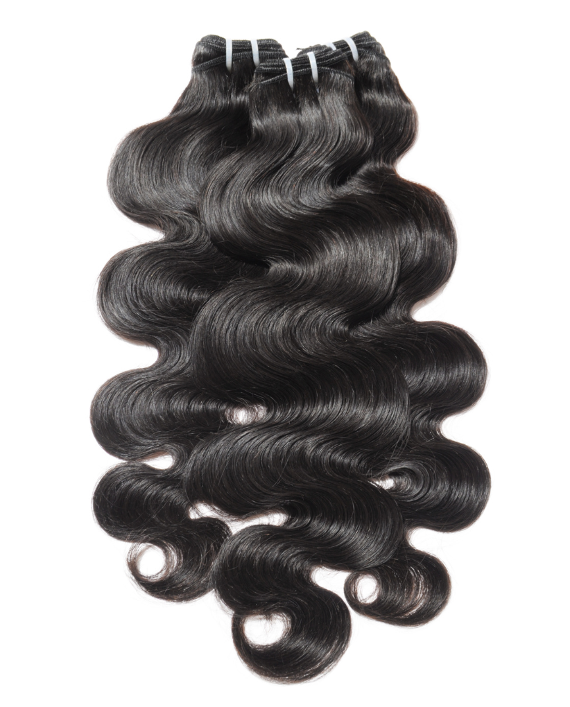 Hair weft extension with black color