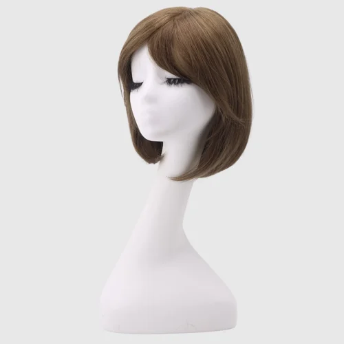CH23005 Mono Top Human Hair Wig Color #10 Brown Bob Style Side View